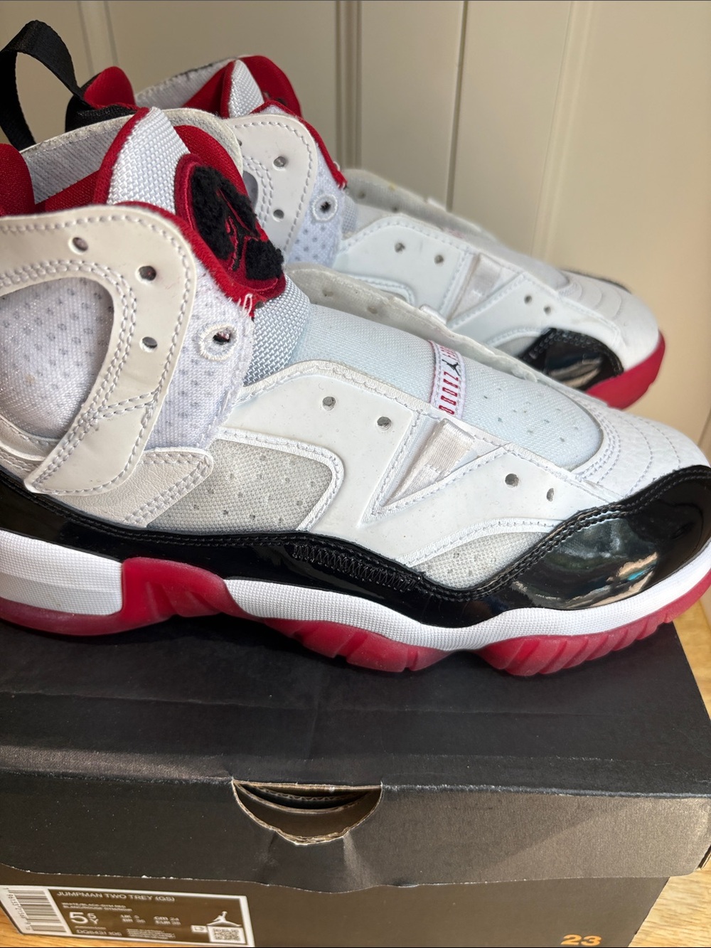 Nike White, Black & Red Air Jordan Style Sneakers - Picture 2 of 4